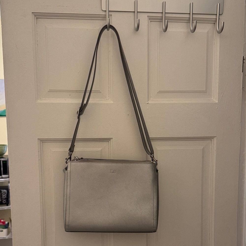 Lo&Sons Elegant Metallic Gray Crossbody Bag